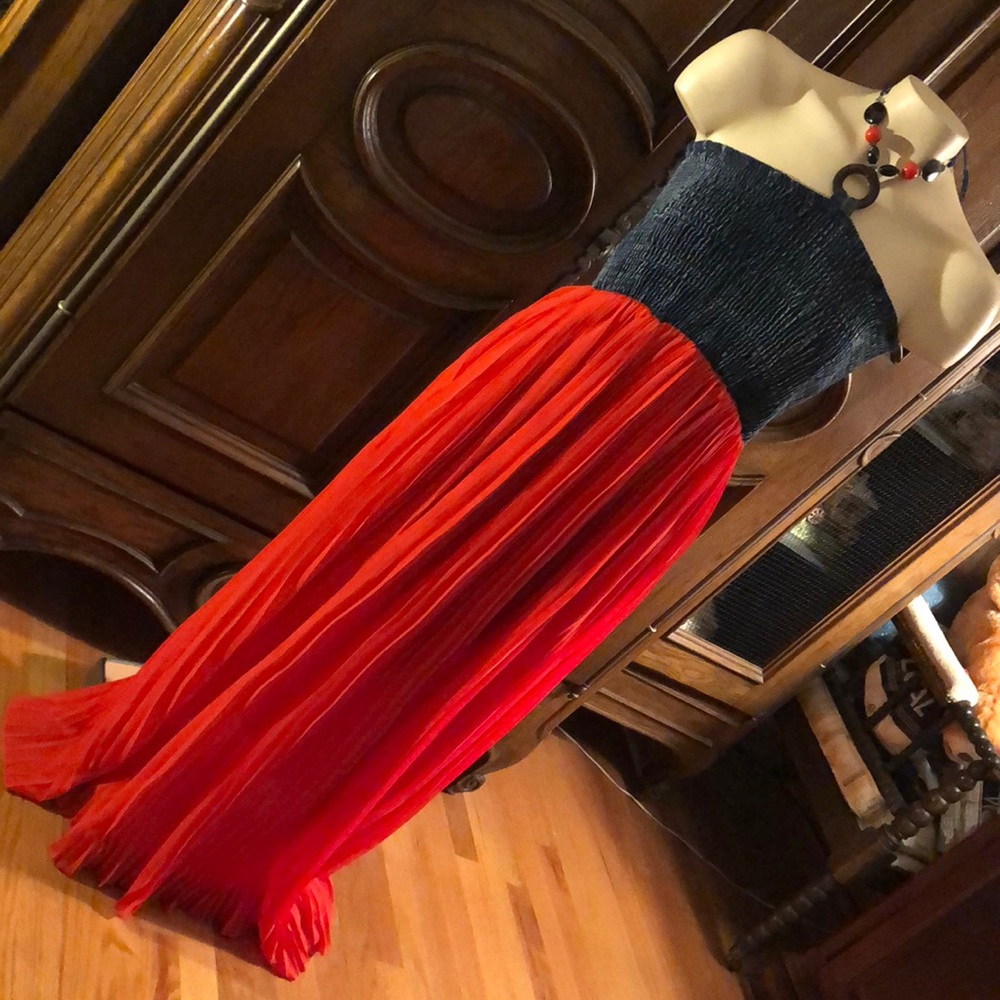 NWOT Jean Coral Halter Maxi